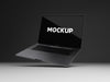 Laptop On Black Background Mock Up Design Psd