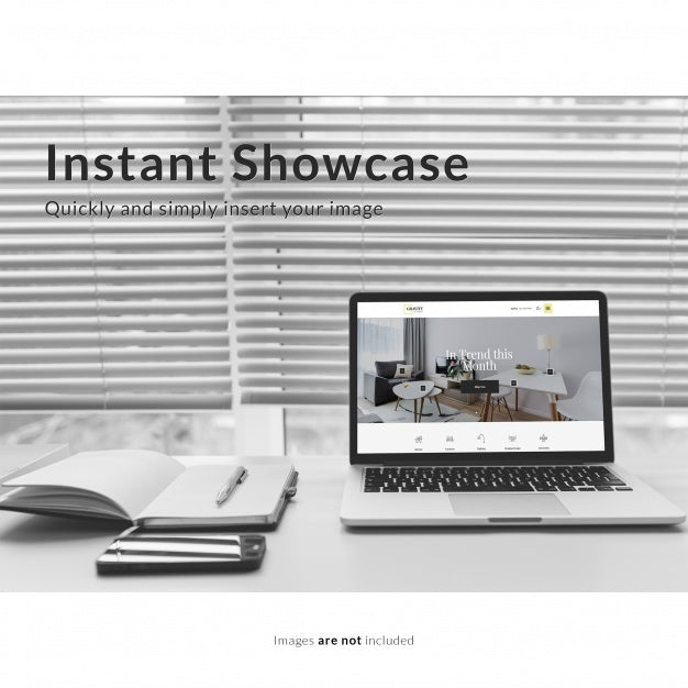 Laptop On Desk Mock Up Psd