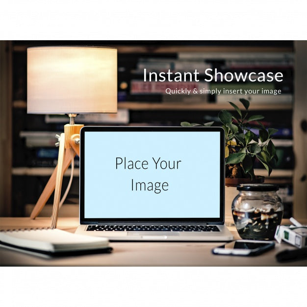 Laptop On Office Desktop Mock Up Psd