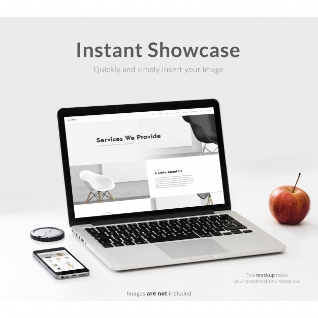 Laptop On White Background Mock Up Psd