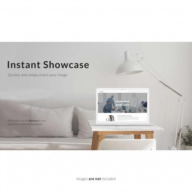 Laptop On White Table Mock Up Psd