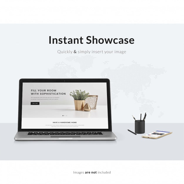 Laptop On White Table Mock Up Psd