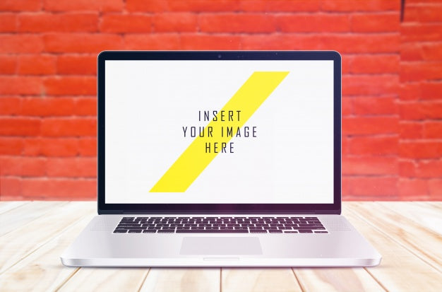 Laptop On Wooden Floor Mock Up Psd