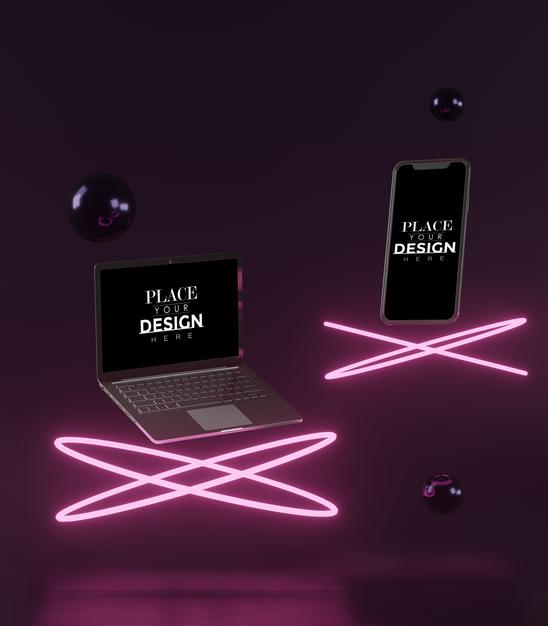 Laptop On Work Space Mockup Psd