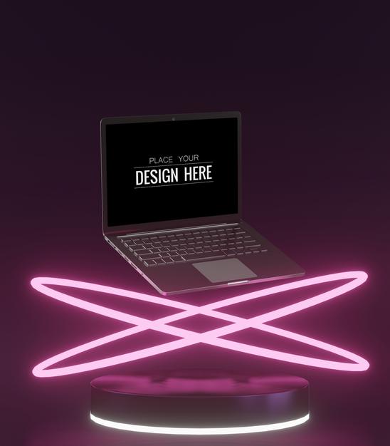 Laptop On Work Space Mockup Psd
