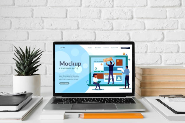 Laptop On Workplace Psd