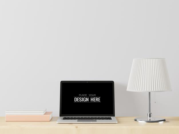 Laptop On Workspace Mockup Psd