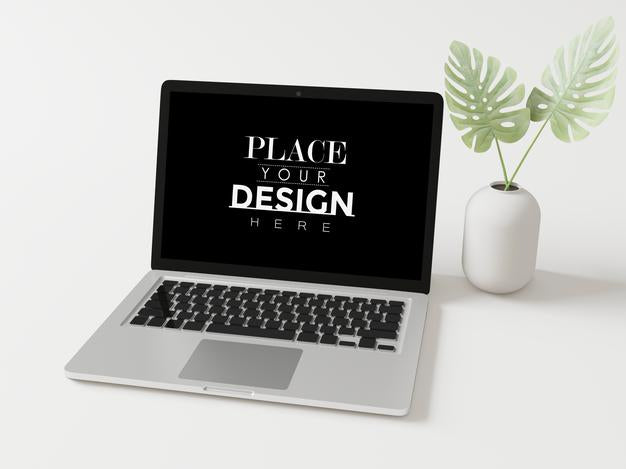 Laptop On Workspace Mockup Psd