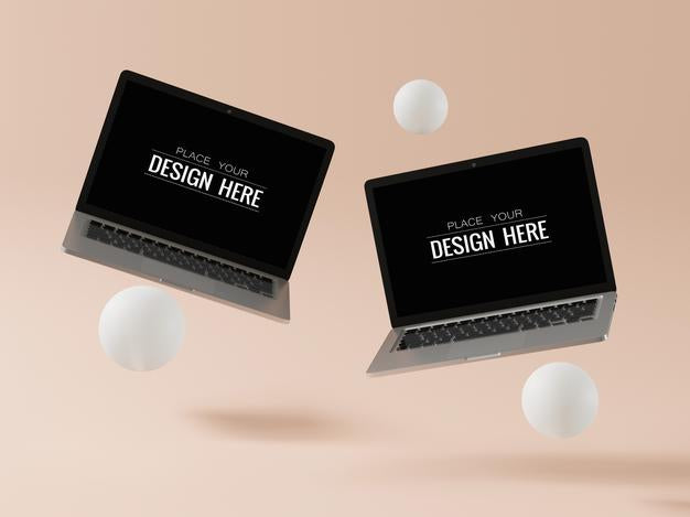 Laptop On Workspace Mockup Psd