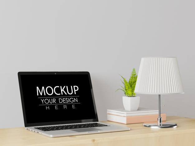 Laptop On Workspace Mockup Psd