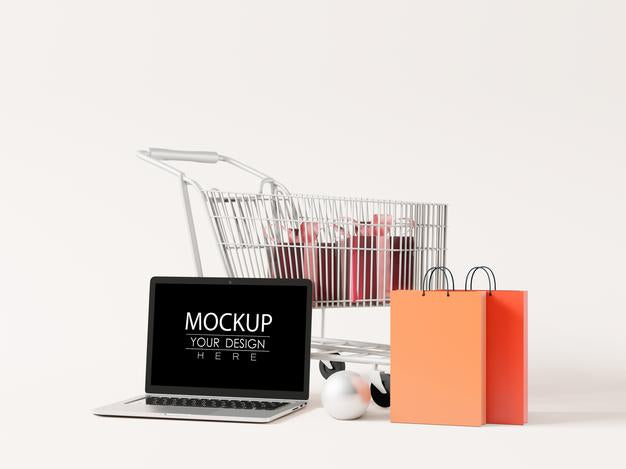 Laptop On Workspace Mockup Psd