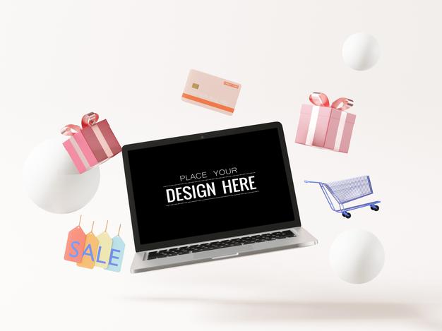 Laptop On Workspace Mockup Psd