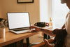 Laptop Screen Mockup And Man Working Remotely Psd