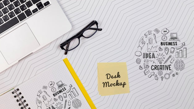 Laptop With Notebook On Workspace Psd