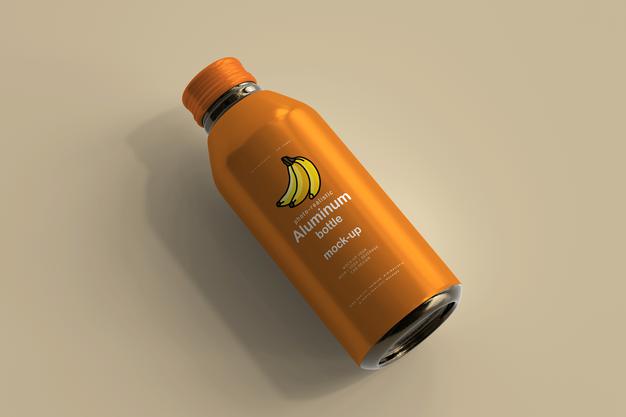 Large Aluminum Beverage Bottle Mockup Psd
