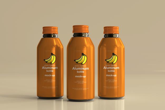 Large Aluminum Beverage Bottle Mockup Psd