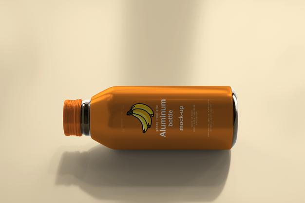 Large Aluminum Beverage Bottle Mockup Psd
