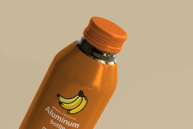 Large Aluminum Beverage Bottle Mockup Psd