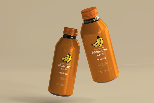 Large Aluminum Beverage Bottle Mockup Psd