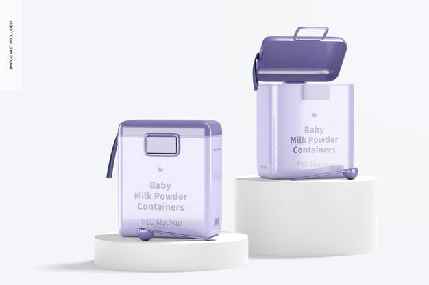 Large Baby Milk Powder Containers Mockup, Perspective Psd