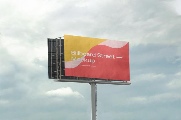 Large Billboard Mockup On Cloudy Sky Psd