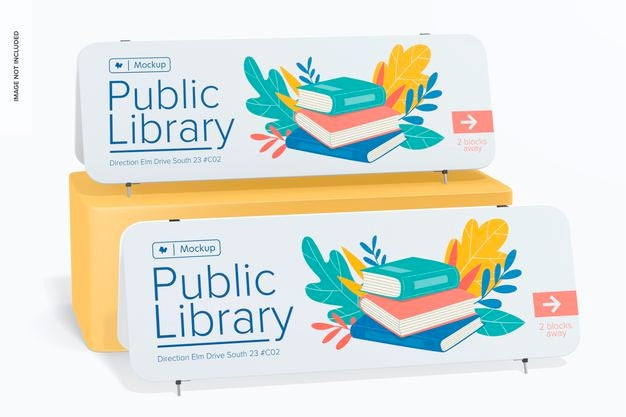 Large Double Stand Mockup, Leaned Psd