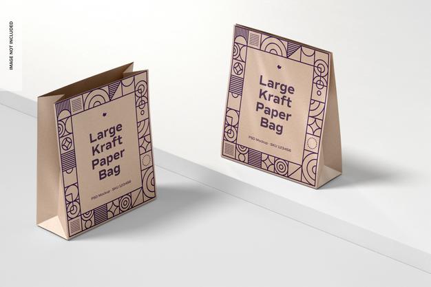 Large Kraft Paper Bags Mockup Psd