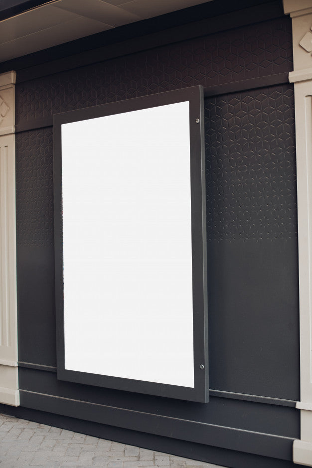 Large Light Sign, Billboard Is On The Wall Of The Building Psd