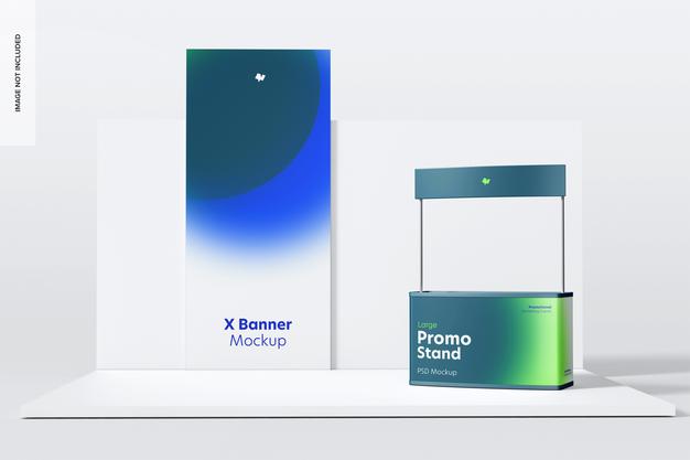 Large Promo Stand Mockup, Left View Psd