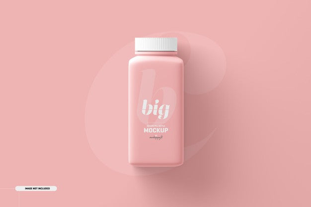 Large Square Pill Supplement Bottle Mockup Psd