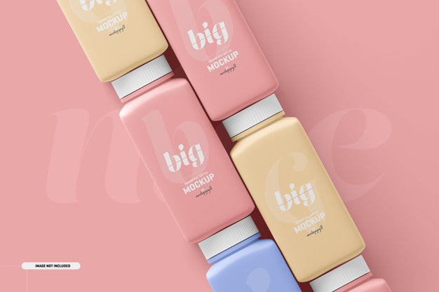 Large Square Pill Supplement Bottle Mockup Psd