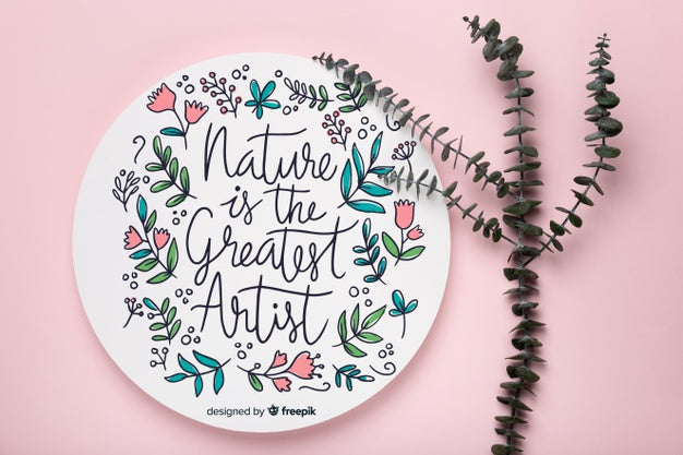 Lavender Branch Beside Paper Shape With Positive Message Psd