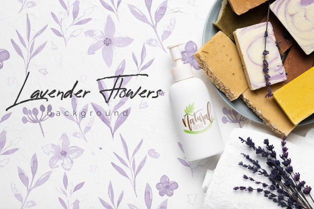 Lavender Soap Bars Background With Mock-Up Psd