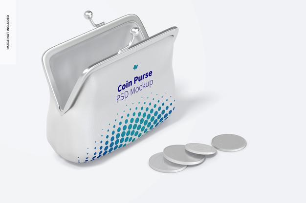 Leather Coin Purse Mockup, Closed Psd