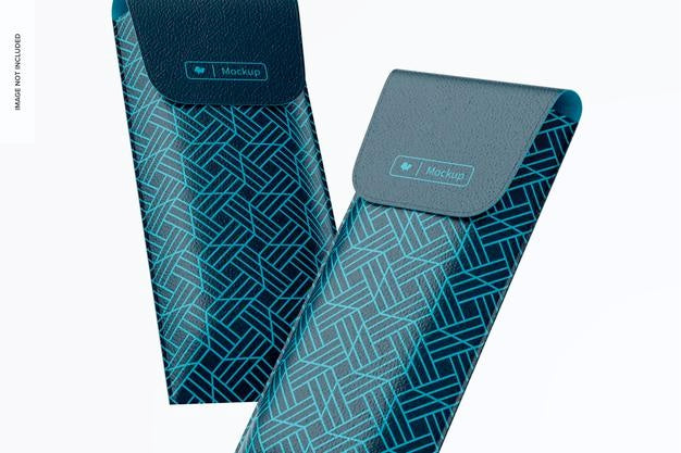 Leather Flap Eyeglasses Sleeve Mockup, Floating Psd