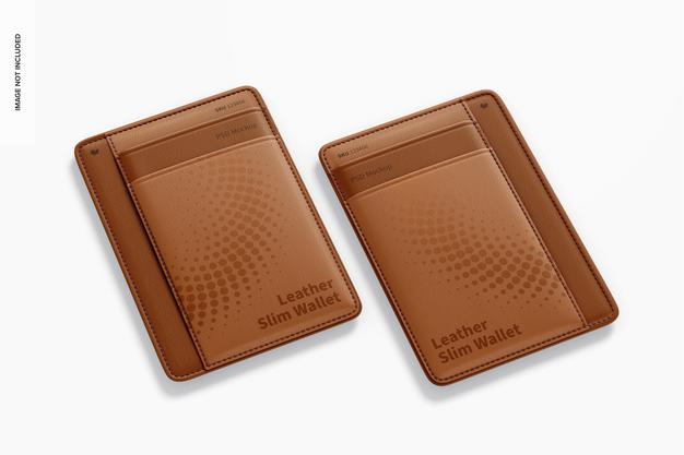 Leather Slim Wallets Mockup Psd