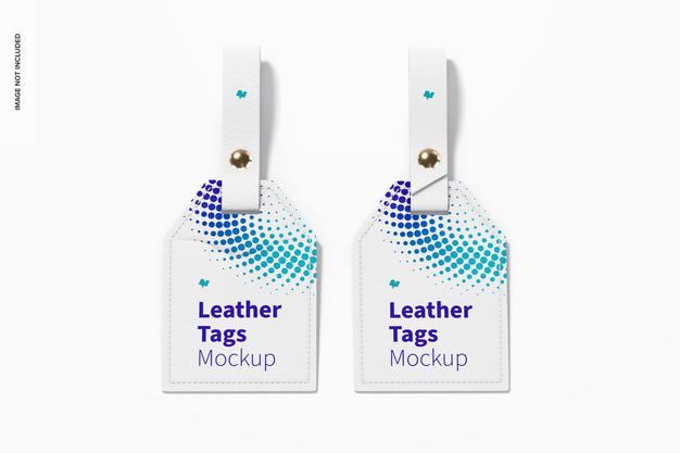 Leather Tags Mockup, Front View Psd