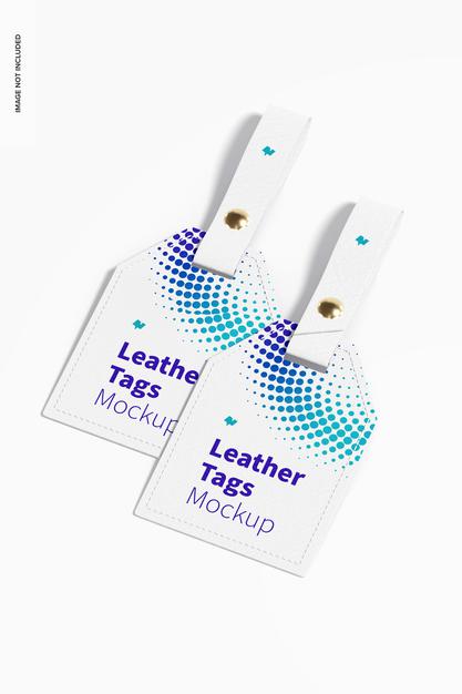 Leather Tags Mockup, Top View Psd