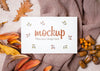 Leaves And Nuts On Cloth Autumn Mock-Up Psd