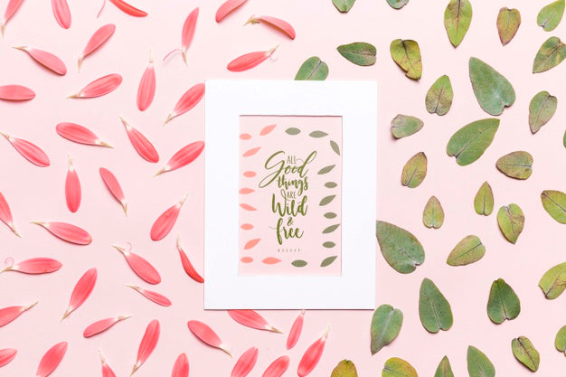 Leaves And Petals Floral Mock-Up Psd