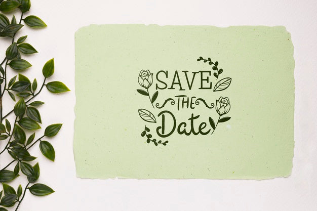 Leaves And Save The Date Mock-Up Psd