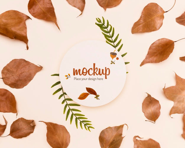 Leaves Arrangement Autumnal Mock-Up Style Psd
