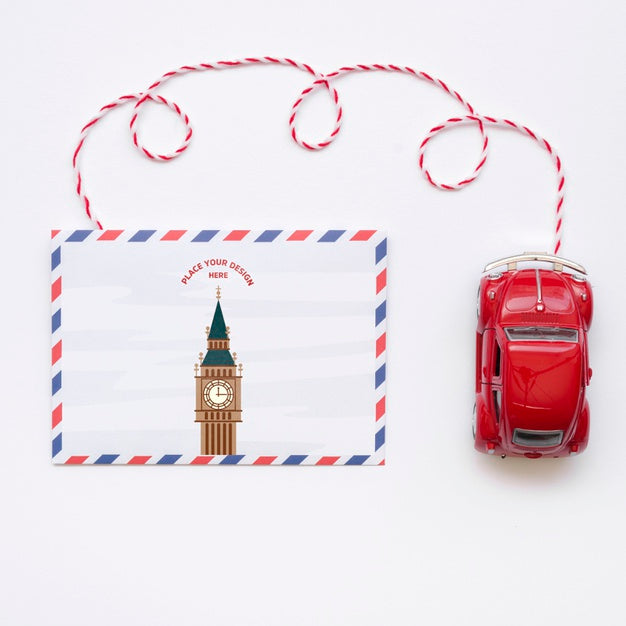 Let'S Go Travel Mock-Up And Car Toy Psd