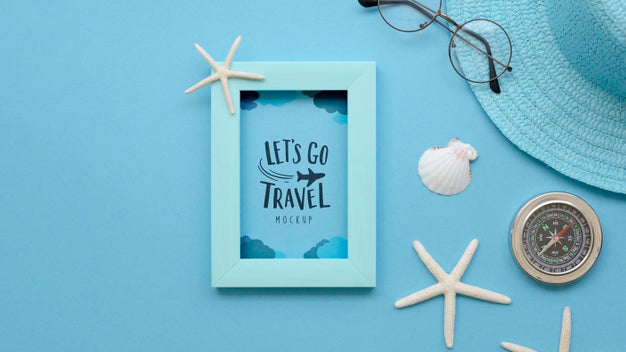 Let'S Go Travel Mock-Up And Frame Psd