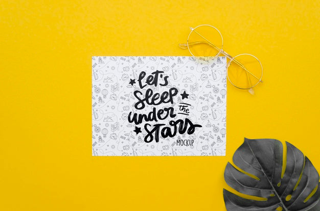 Let'S Go Travel Mock-Up And Monstera Leaf Psd