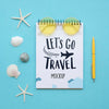 Let'S Go Travel Mock-Up With Seashells Psd