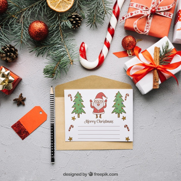 Letter Mockup With Christmas Design Psd