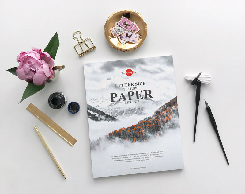 Letter Size Texture Paper Mockup For Branding