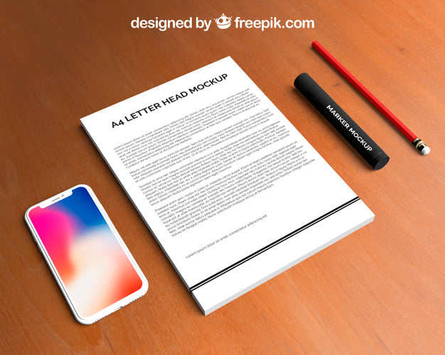 Letterhead And Smartphone Mockup Psd