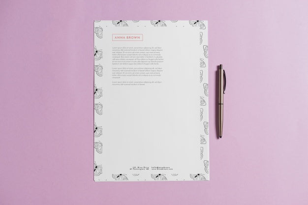Letterhead Mockup With Pen Psd